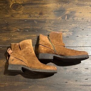 Born-Brown Leather Suede Ankle Boots